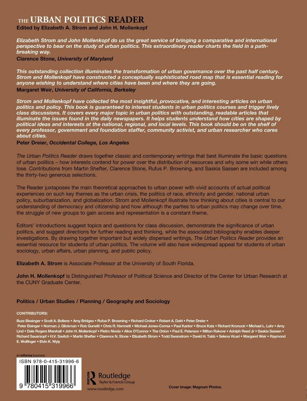 Rückseite: 9780415319966 | The Urban Politics Reader | Elizabeth Strom (u. a.) | Taschenbuch