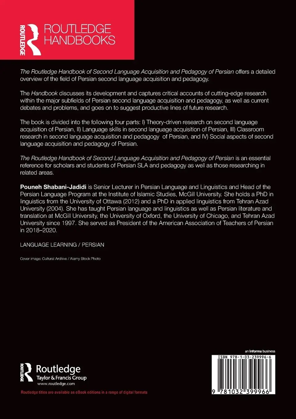 Rückseite: 9781032399966 | The Routledge Handbook of Second Language Acquisition and Pedagogy...
