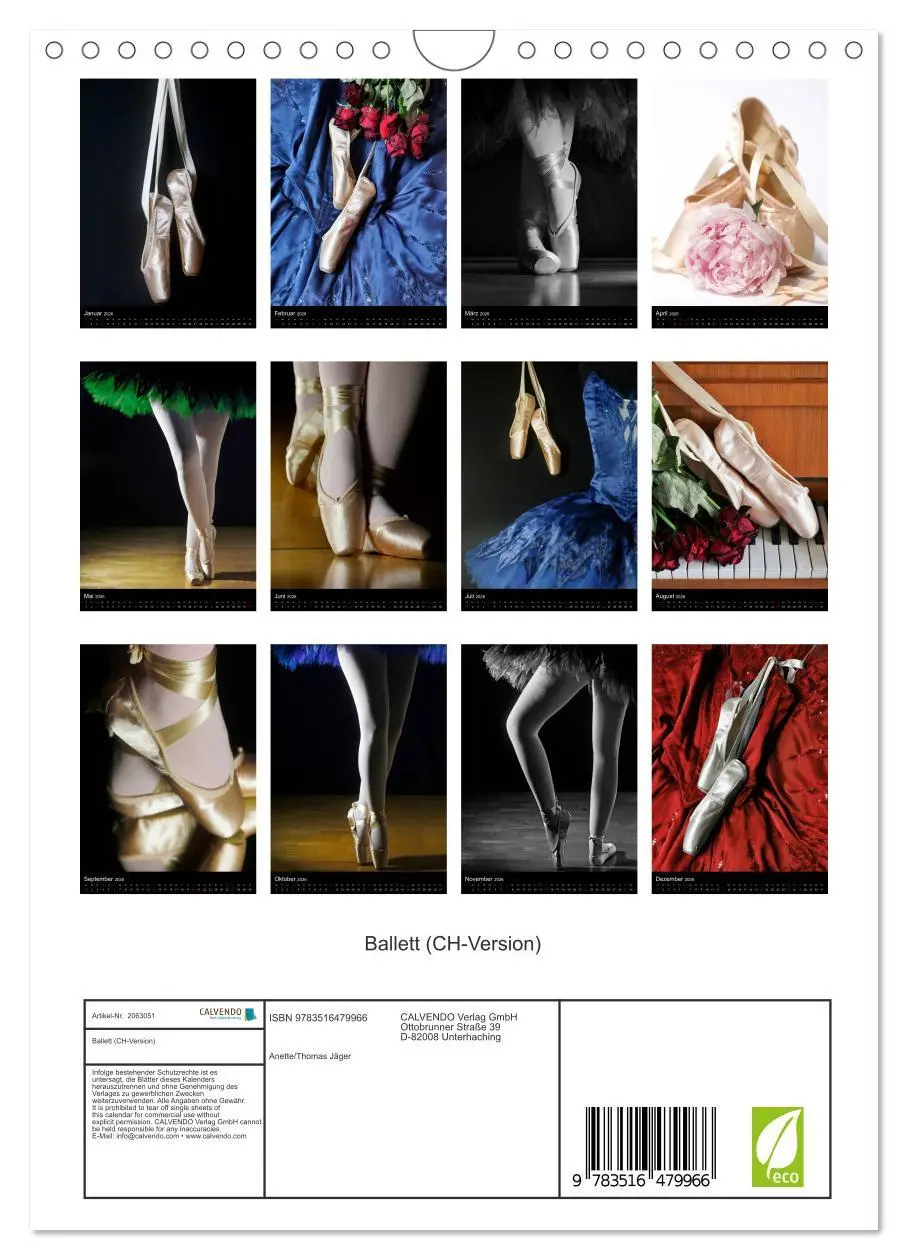 Bild: 9783516479966 | Ballett (CH-Version) (Wandkalender 2026 DIN A4 hoch), CALVENDO...