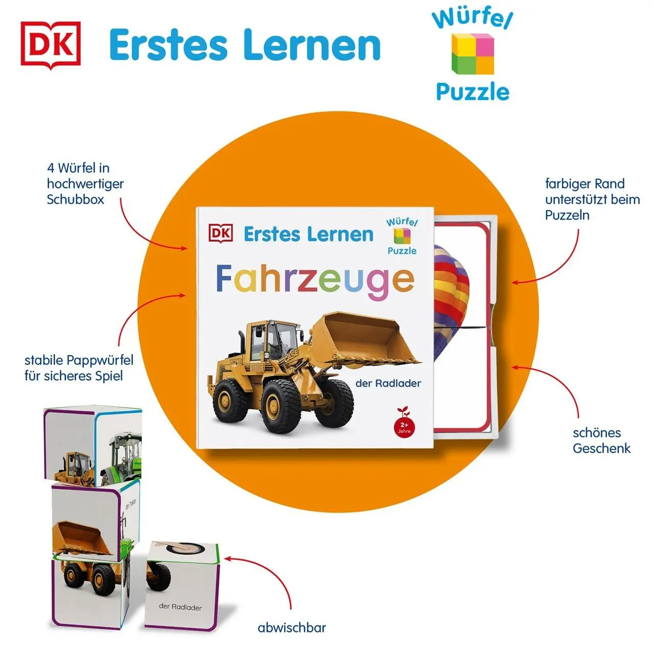 Bild: 4260690440067 | Erstes Lernen Würfelpuzzle. Fahrzeuge | DK Erstes Lernen | Puzzle