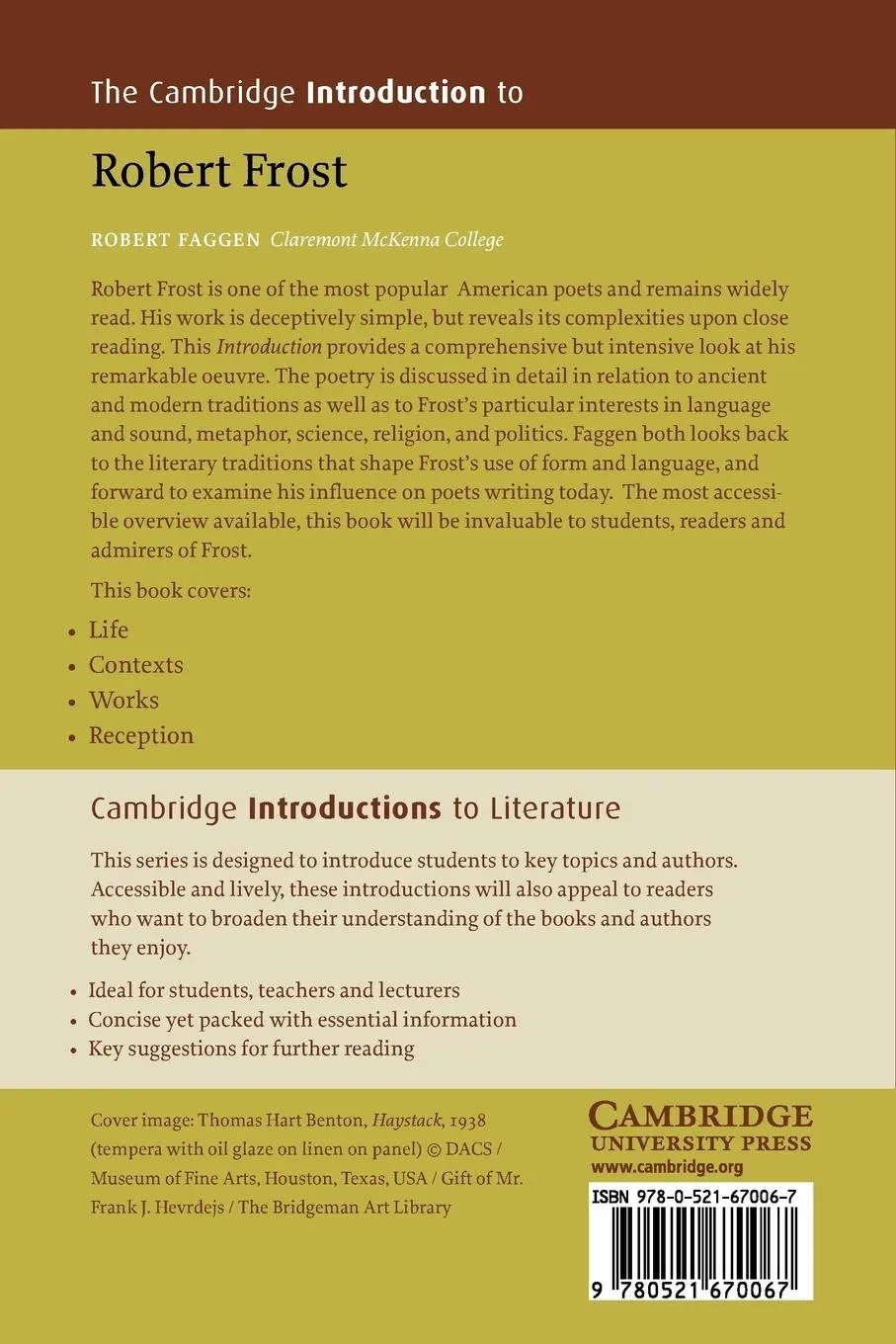 Rückseite: 9780521670067 | The Cambridge Introduction to Robert Frost | Robert Faggen | Buch
