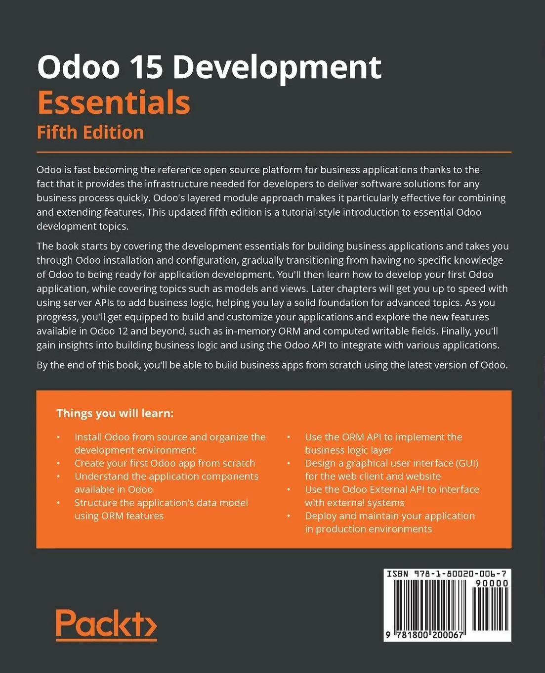 Rückseite: 9781800200067 | Odoo 15 Development Essentials - Fifth Edition | Daniel Reis | Buch