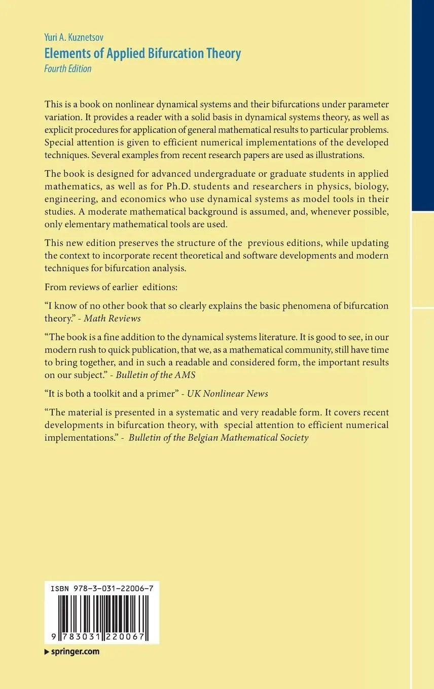 Rückseite: 9783031220067 | Elements of Applied Bifurcation Theory | Yuri A. Kuznetsov | Buch