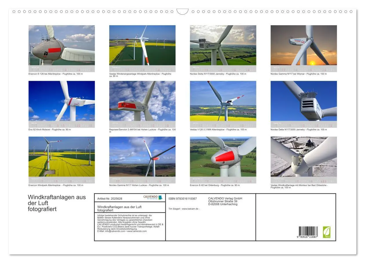 Bild: 9783516110067 | Windkraftanlagen aus der Luft fotografiert (Wandkalender 2026 DIN...