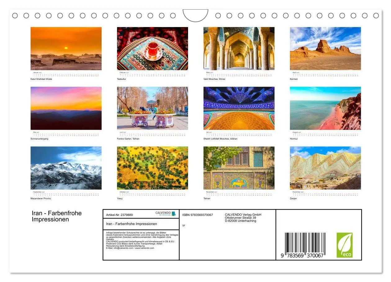 Bild: 9783569370067 | Iran - Farbenfrohe Impressionen (Wandkalender 2027 DIN A4 quer),...