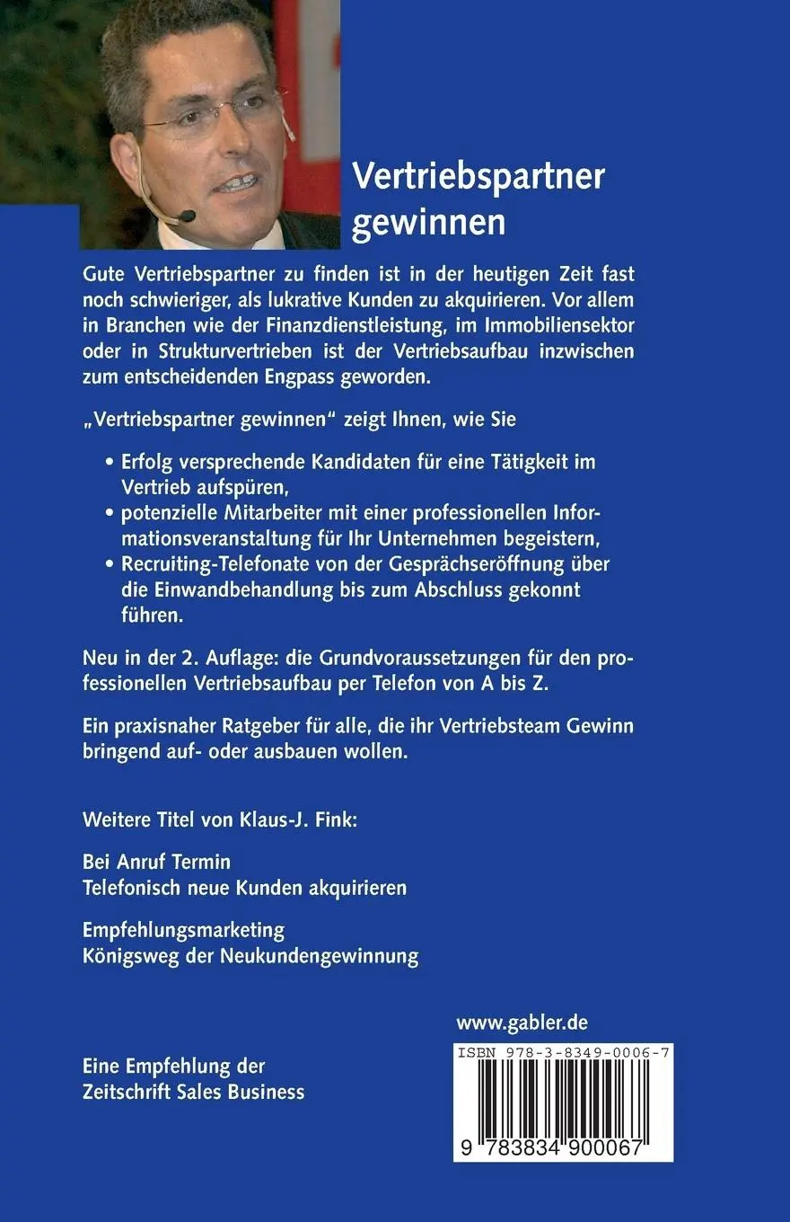 Rückseite: 9783834900067 | Vertriebspartner gewinnen | Klaus-J. Fink | Taschenbuch | iv | Deutsch