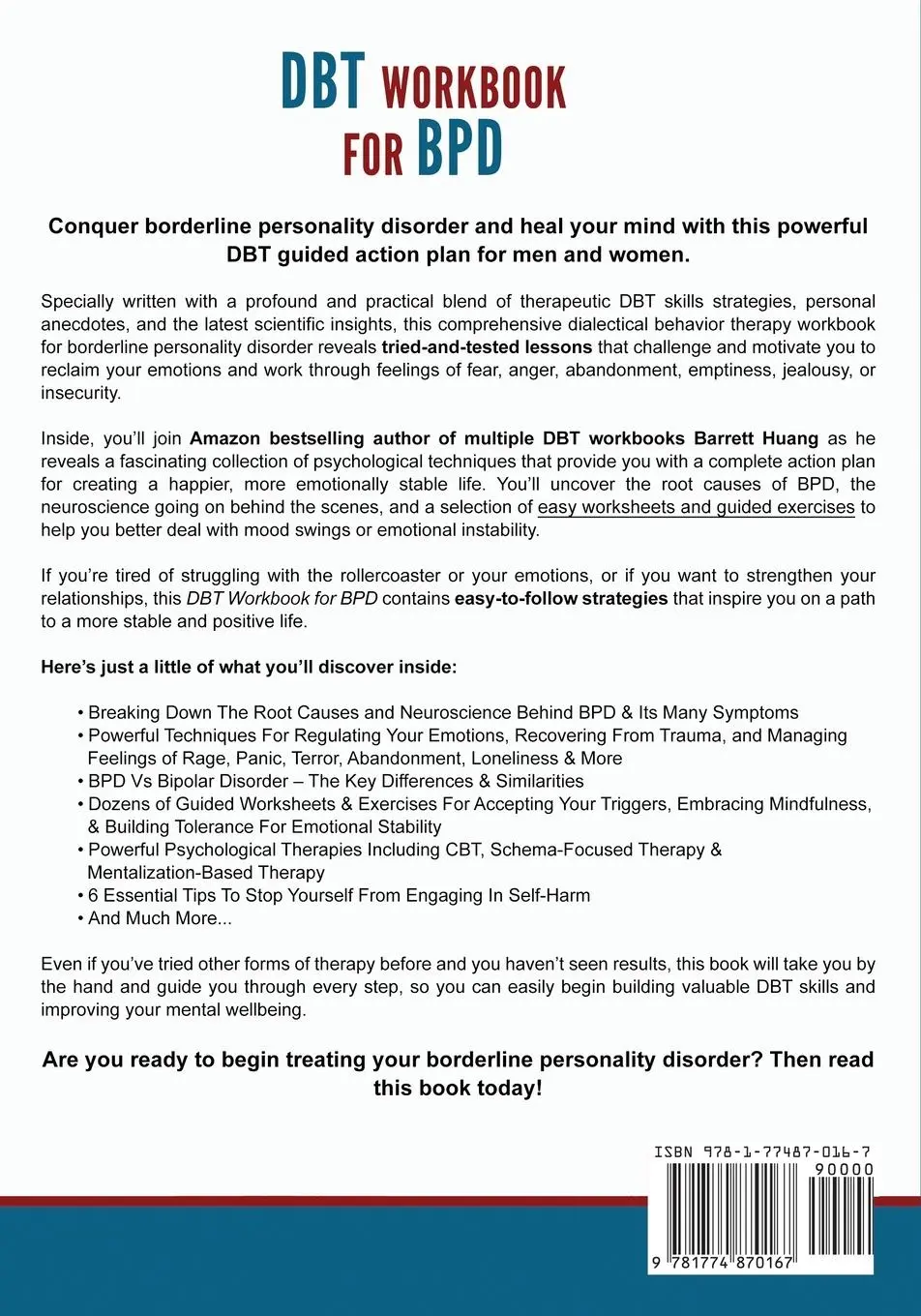 Rückseite: 9781774870167 | DBT Workbook For BPD | Barrett Huang | Taschenbuch | Englisch | 2023