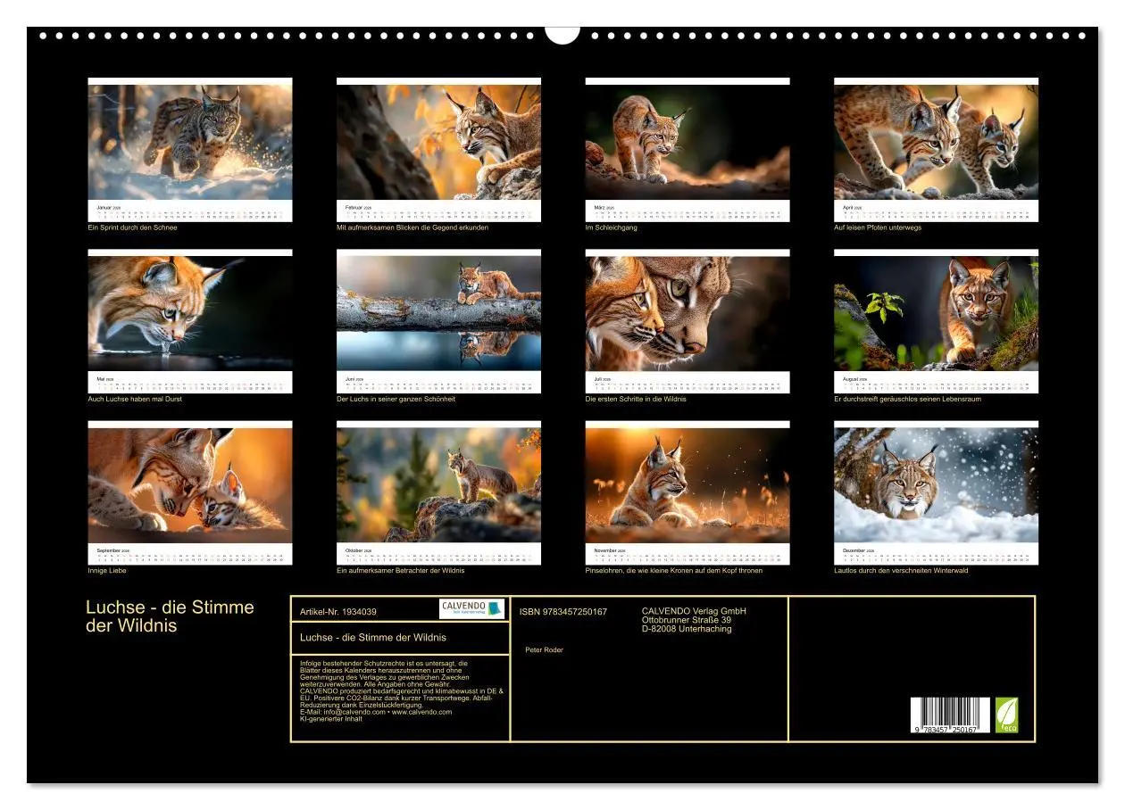 Bild: 9783457250167 | Luchse - die Stimme der Wildnis (Wandkalender 2026 DIN A2 quer),...