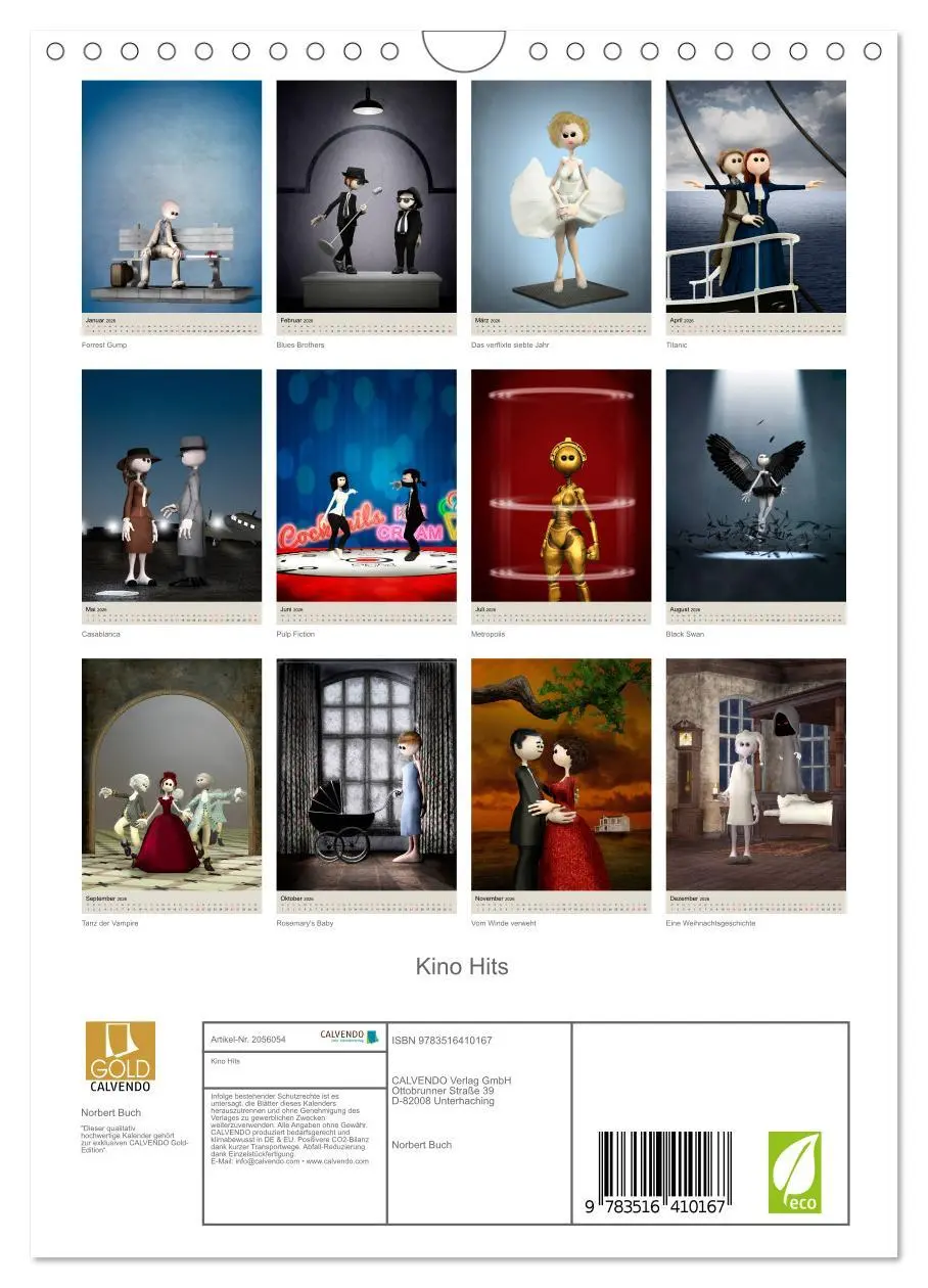 Bild: 9783516410167 | Kino Hits (Wandkalender 2026 DIN A4 hoch), CALVENDO Monatskalender