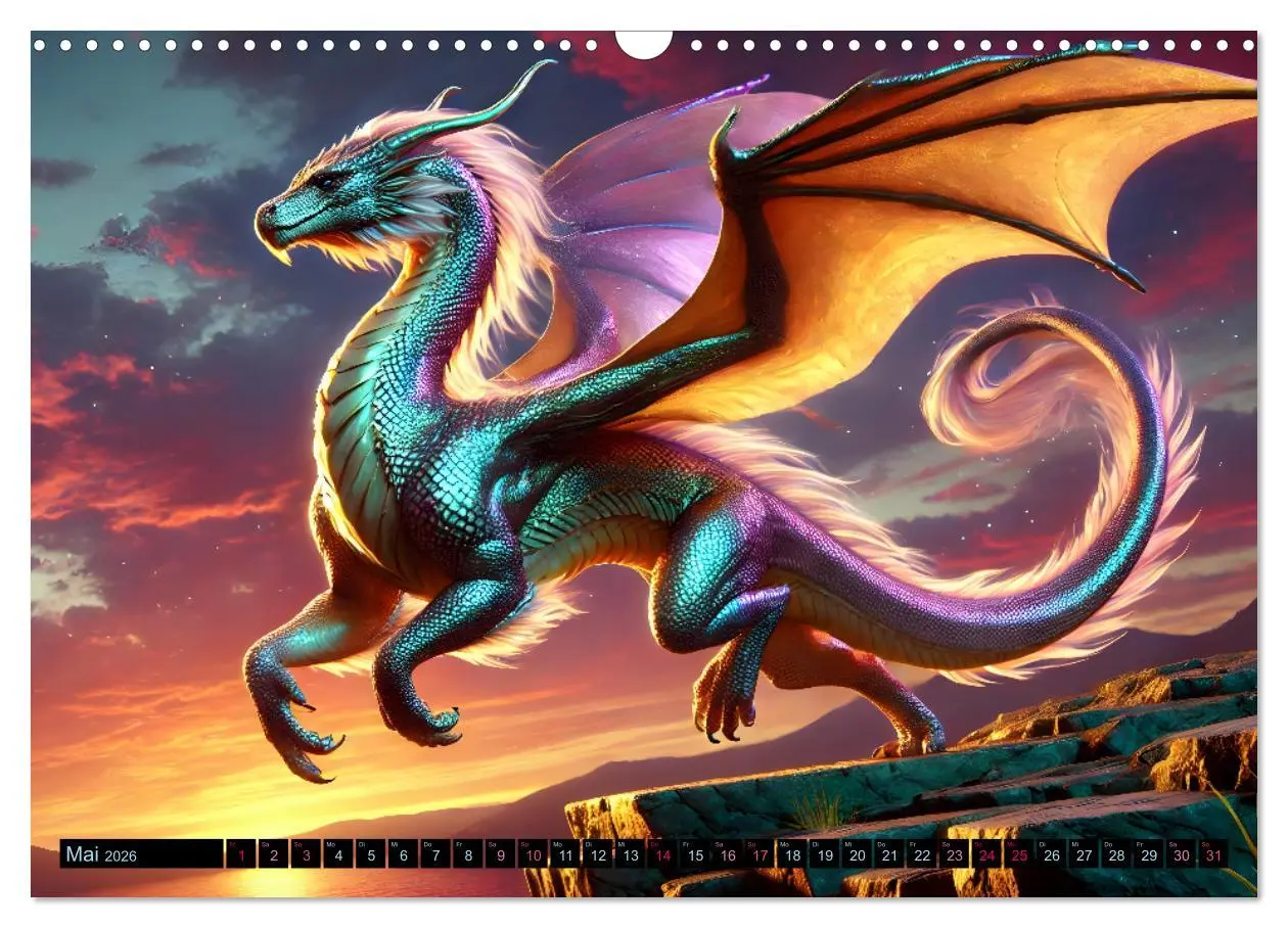 Bild: 9783516650167 | Prächtige Drachen, gut oder böse? (Wandkalender 2026 DIN A3 quer),...