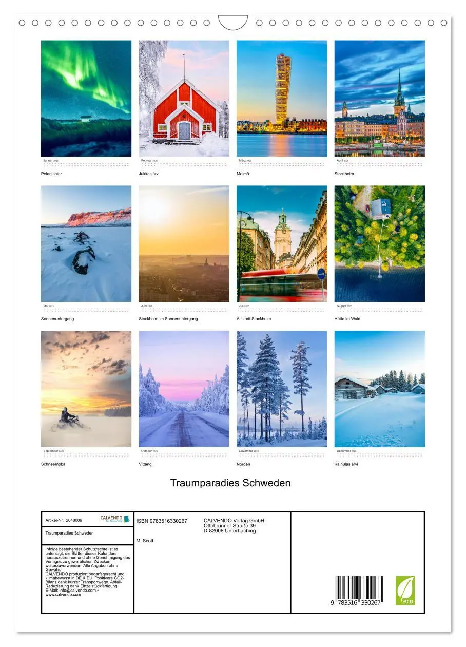 Bild: 9783516330267 | Traumparadies Schweden (Wandkalender 2026 DIN A3 hoch), CALVENDO...