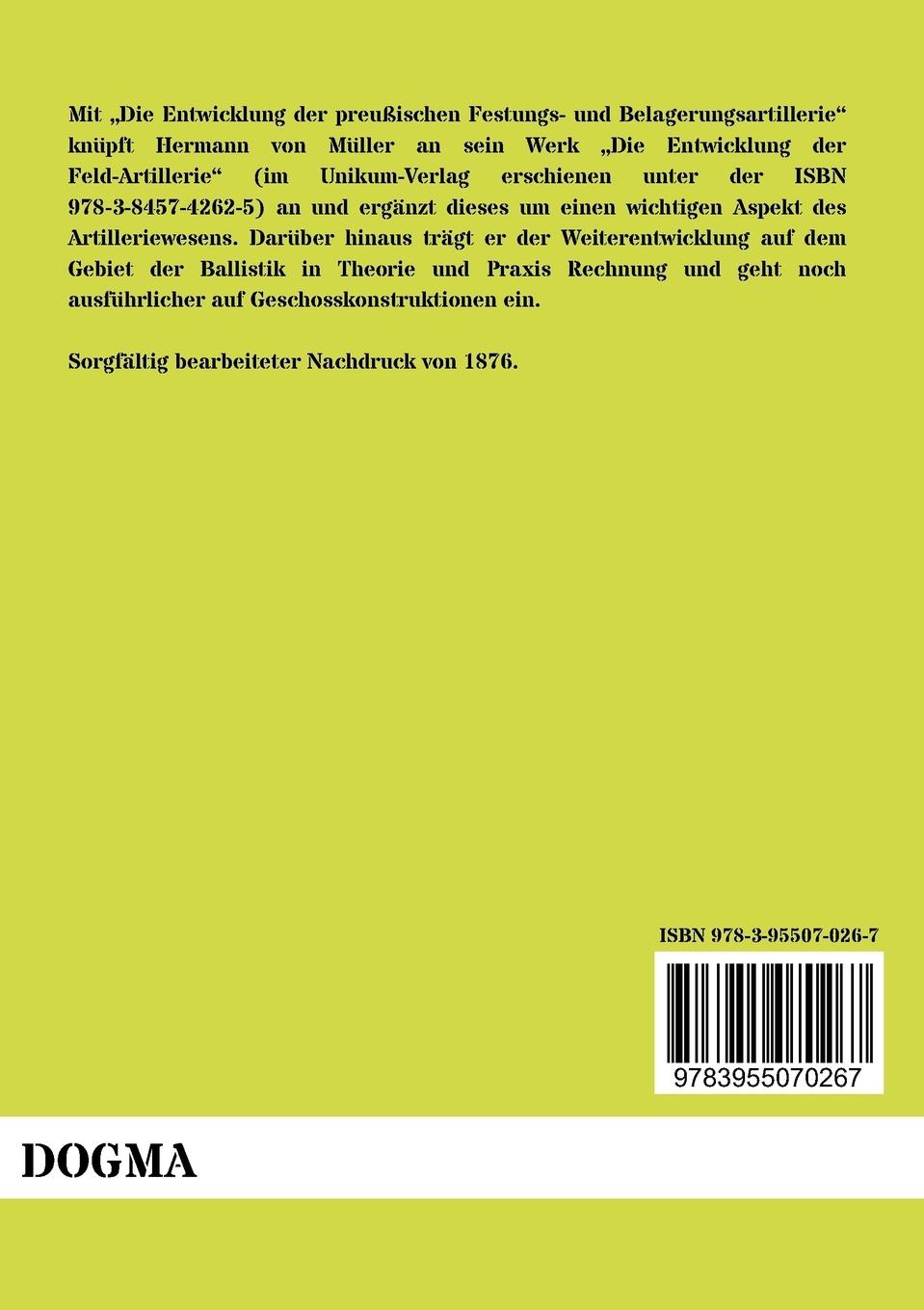Rückseite: 9783955070267 | Die Entwicklung der preußischen Festungs- und Belagerungsartillerie