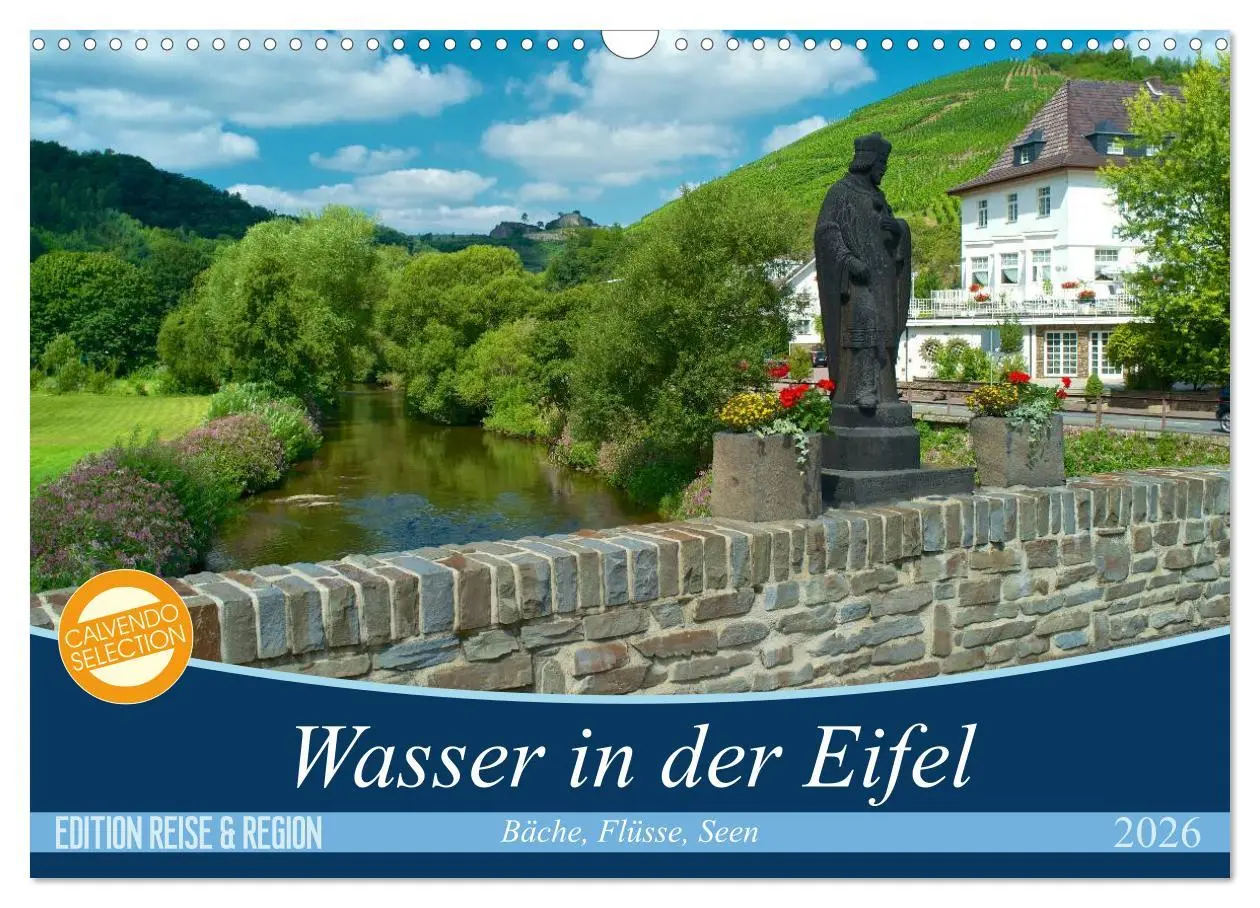 Cover: 9783516180367 | Bäche, Flüsse, Seen - Wasser in der Eifel (Wandkalender 2026 DIN A3...