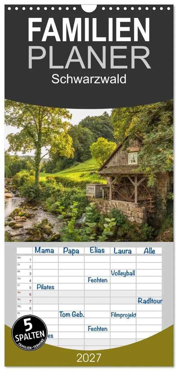 Cover: 9783594300367 | Familienplaner 2027 - Schwarzwald mit 5 Spalten (Wandkalender, 21 x...