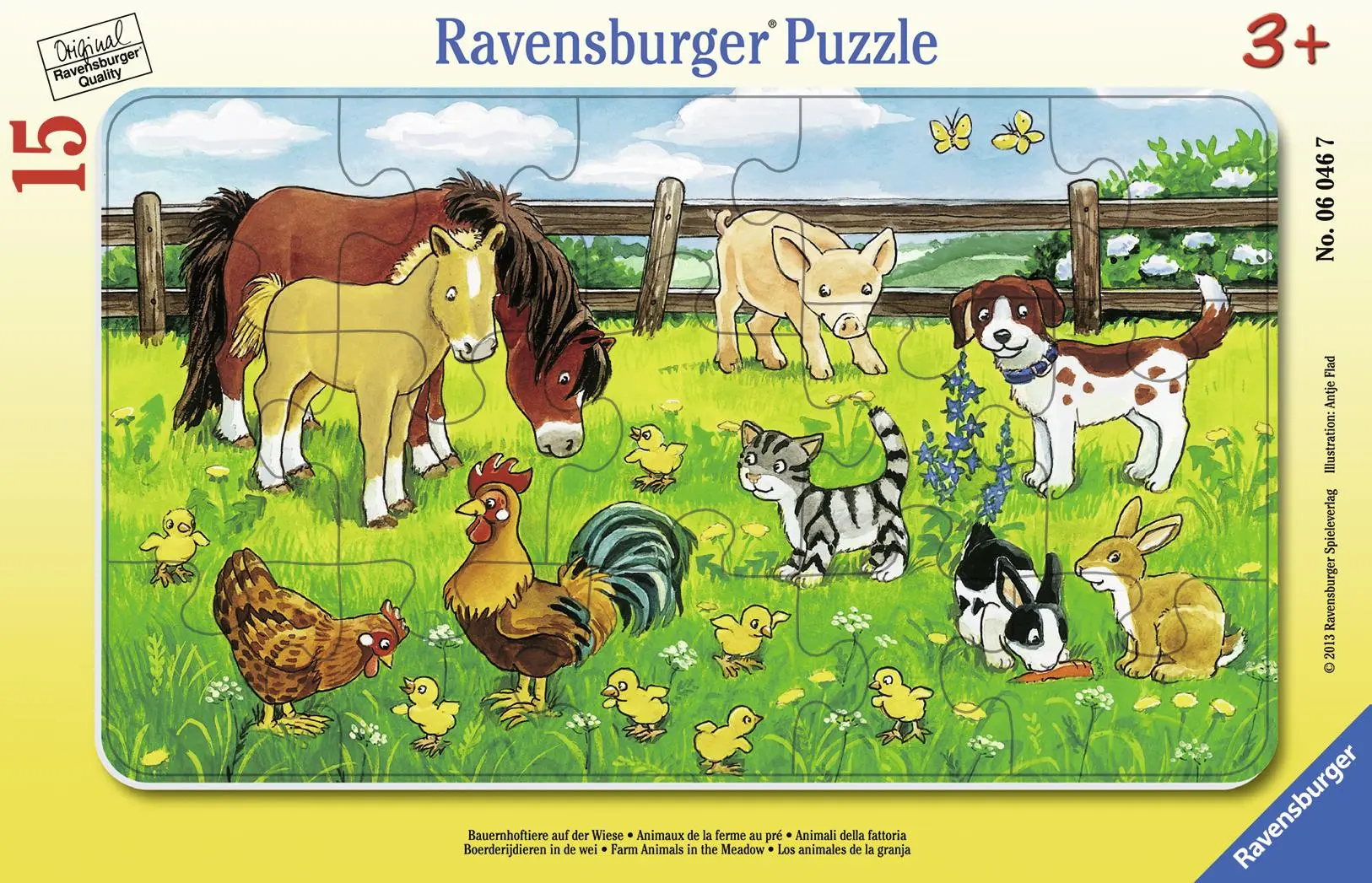 Bild: 4005556060467 | Bauernhoftiere auf der Wiese. Rahmenpuzzle 15 Teile | Antje Flad