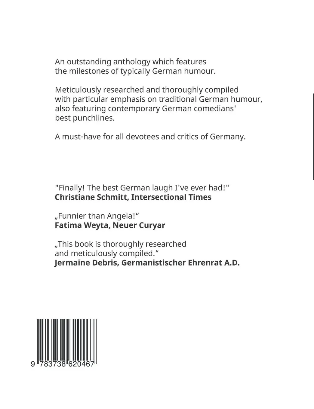 Rückseite: 9783738620467 | German Humour | The Comprehensive Anthology | Noah Sow | Taschenbuch