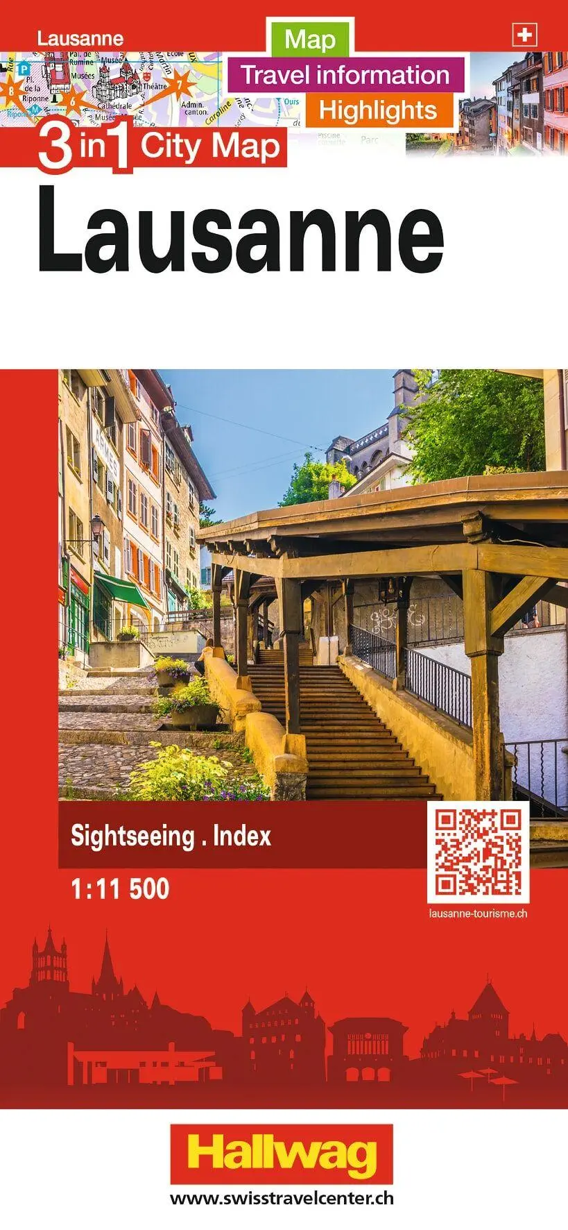 Cover: 9783828330467 | Hallwag Stadtplan Lausanne | (Land-)Karte | City Map 3 in 1 | Deutsch