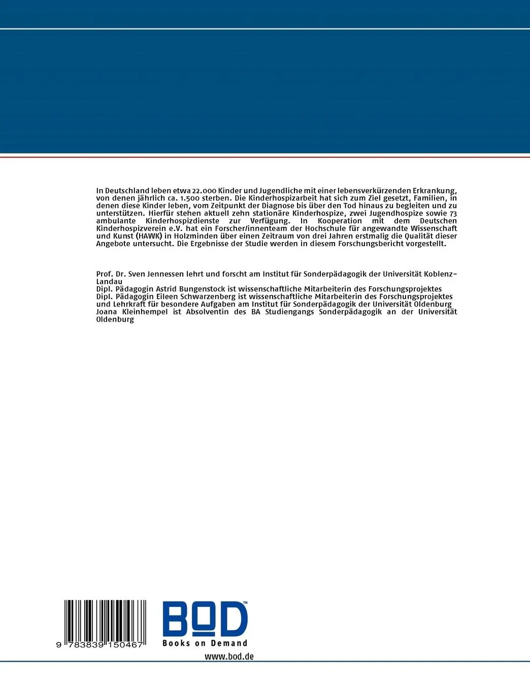 Rückseite: 9783839150467 | Kinderhospizarbeit | Sven Jennessen (u. a.) | Taschenbuch | 576 S.