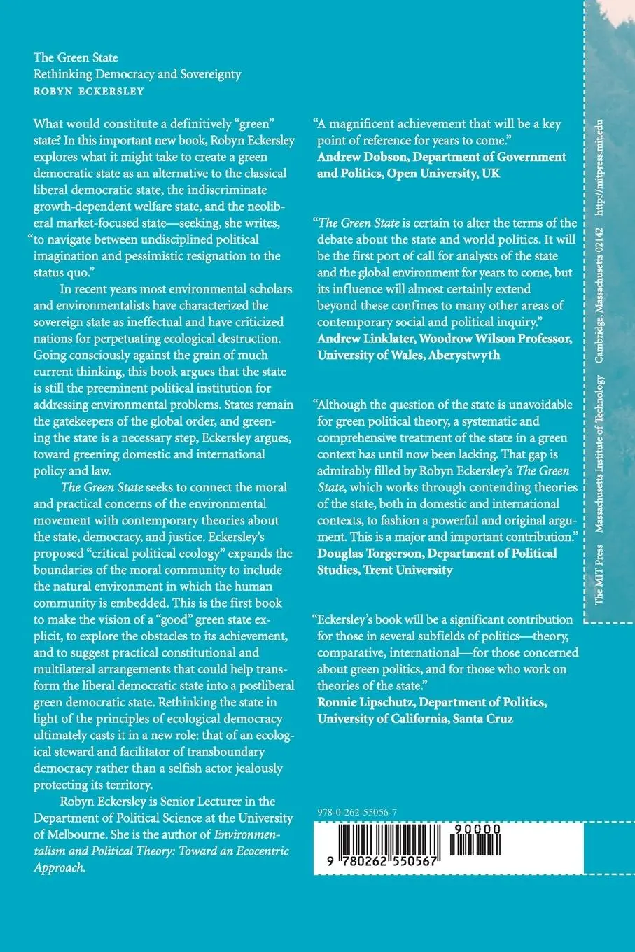 Rückseite: 9780262550567 | The Green State | Rethinking Democracy and Sovereignty | Eckersley
