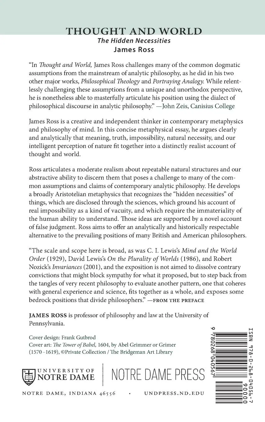 Rückseite: 9780268040567 | Thought and World | The Hidden Necessities | James Ross | Buch | 2008