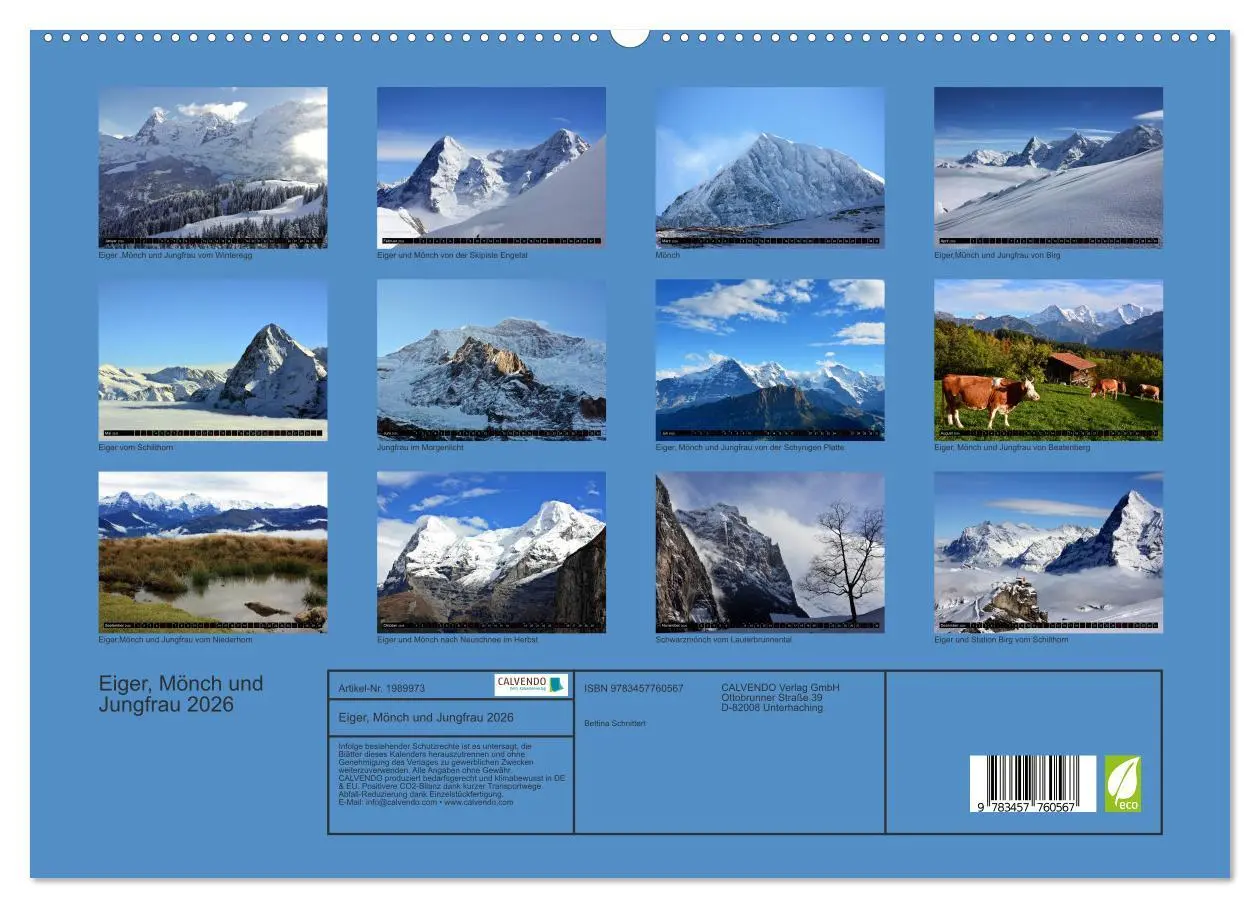 Bild: 9783457760567 | Eiger, Mönch und Jungfrau 2026 (hochwertiger Premium Wandkalender...