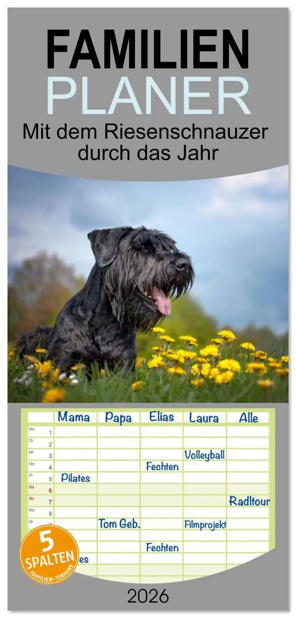 Cover: 9783516610567 | Familienplaner 2026 - Mit dem Riesenschnauzer durch das Jahr mit 5...