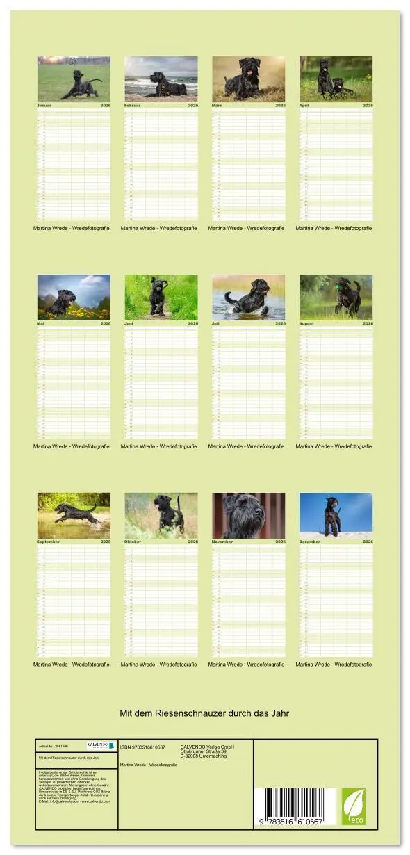 Bild: 9783516610567 | Familienplaner 2026 - Mit dem Riesenschnauzer durch das Jahr mit 5...