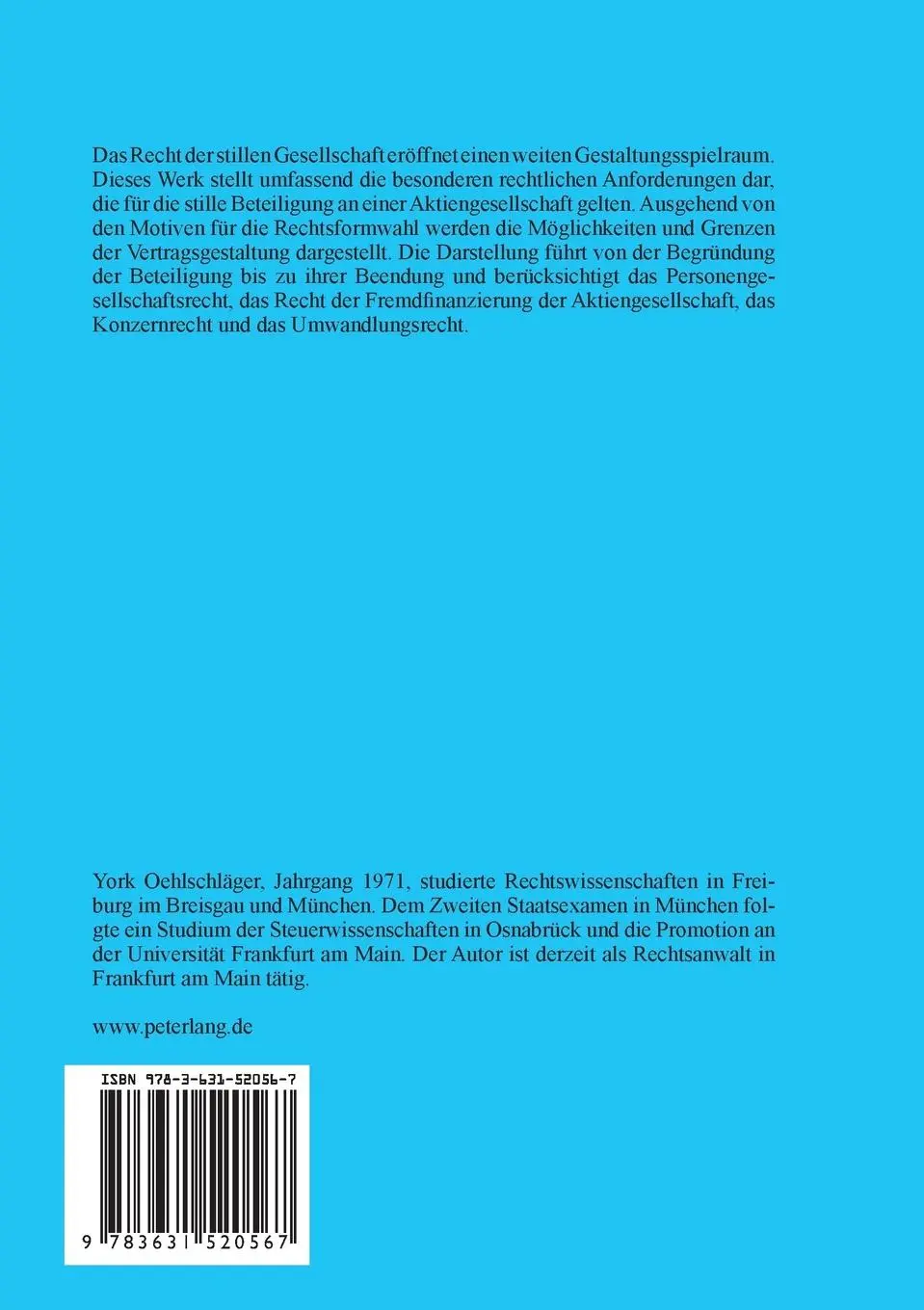 Rückseite: 9783631520567 | Die typische und atypische stille Beteiligung an einer...
