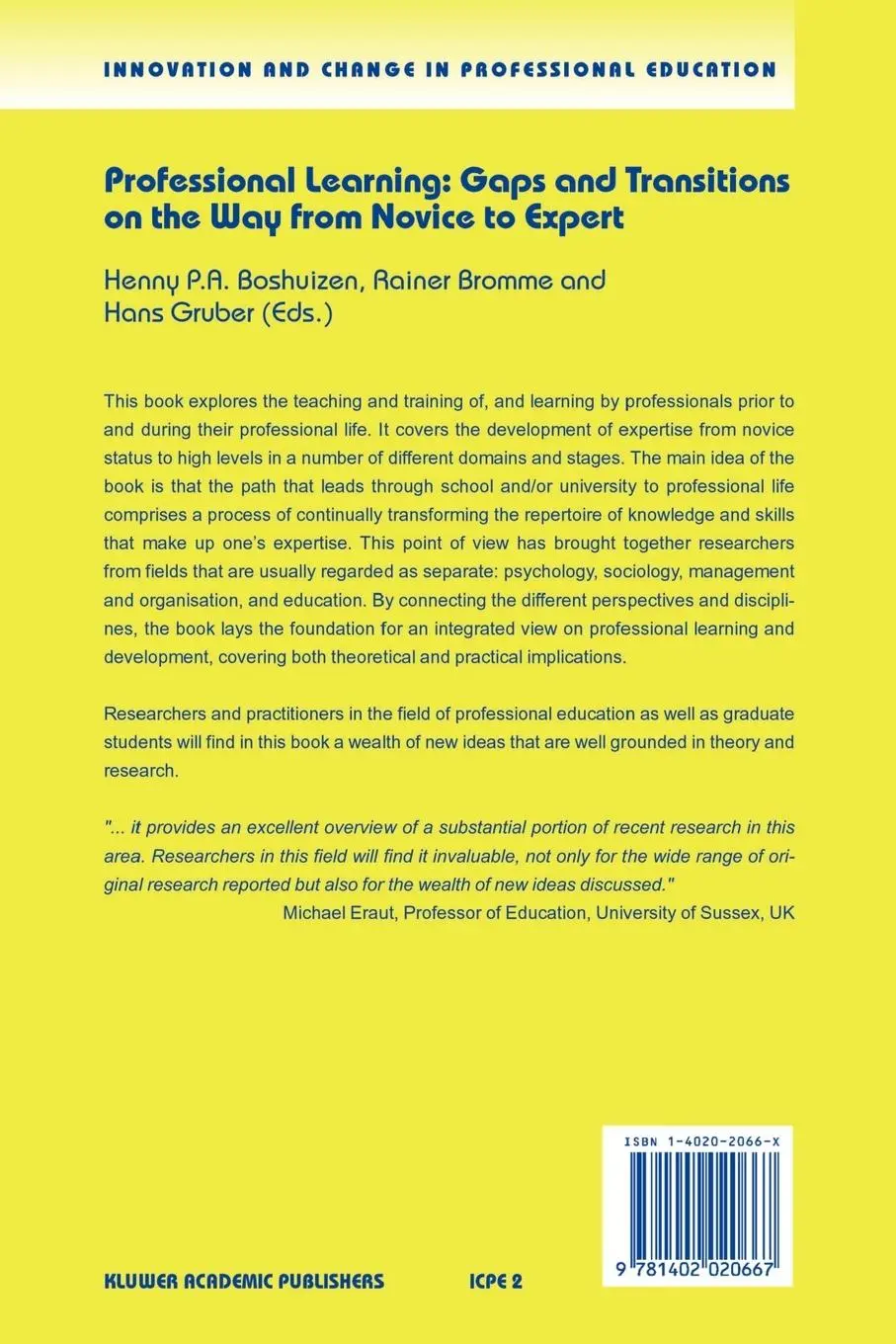 Rückseite: 9781402020667 | Professional Learning: Gaps and Transitions on the Way from Novice...