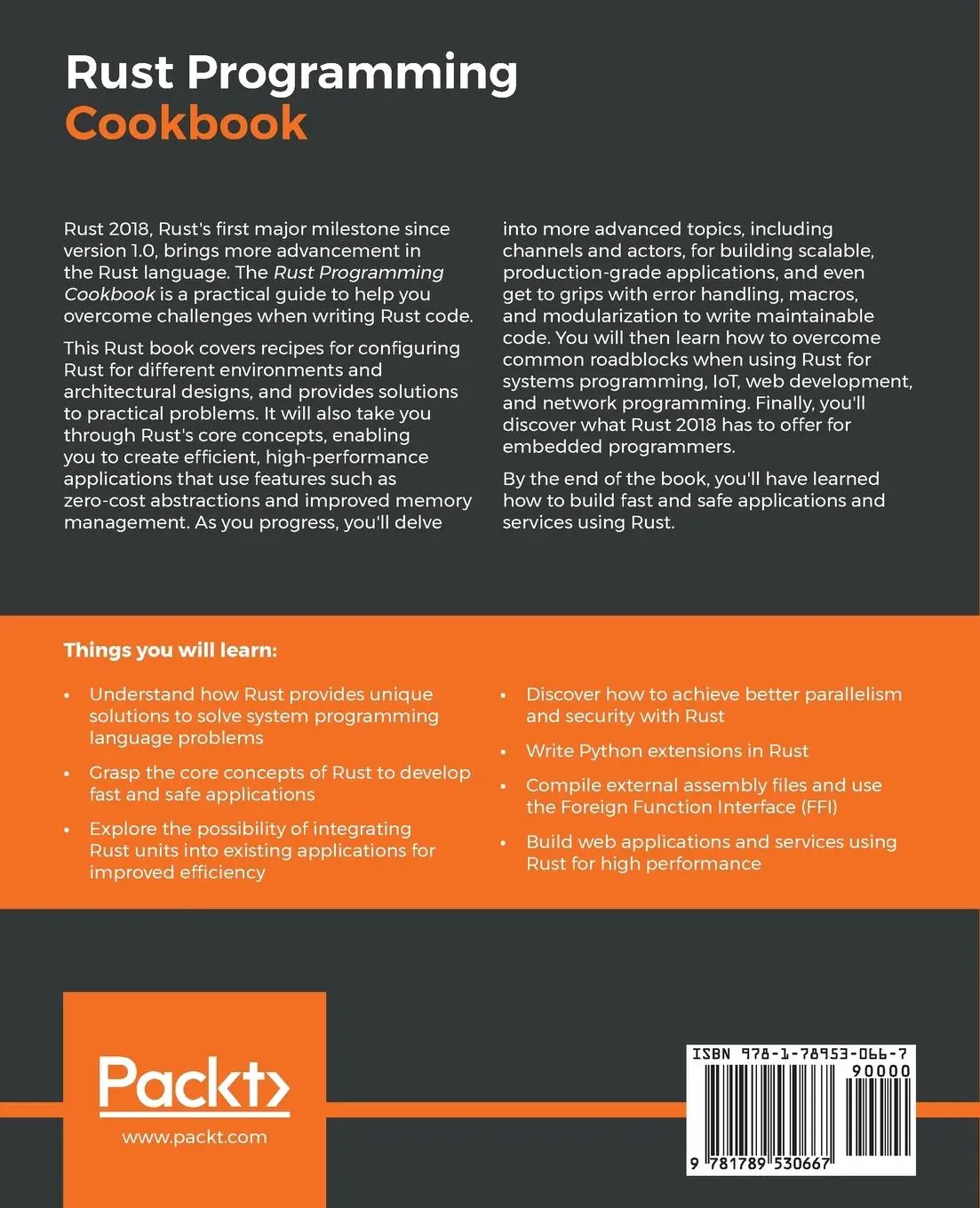 Rückseite: 9781789530667 | Rust Programming Cookbook | Claus Matzinger | Taschenbuch | Englisch
