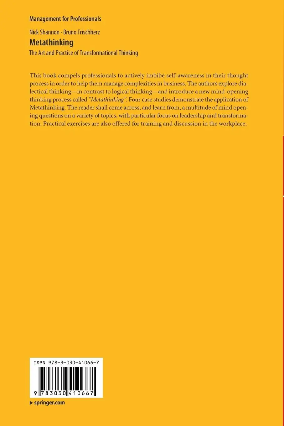 Rückseite: 9783030410667 | Metathinking | The Art and Practice of Transformational Thinking