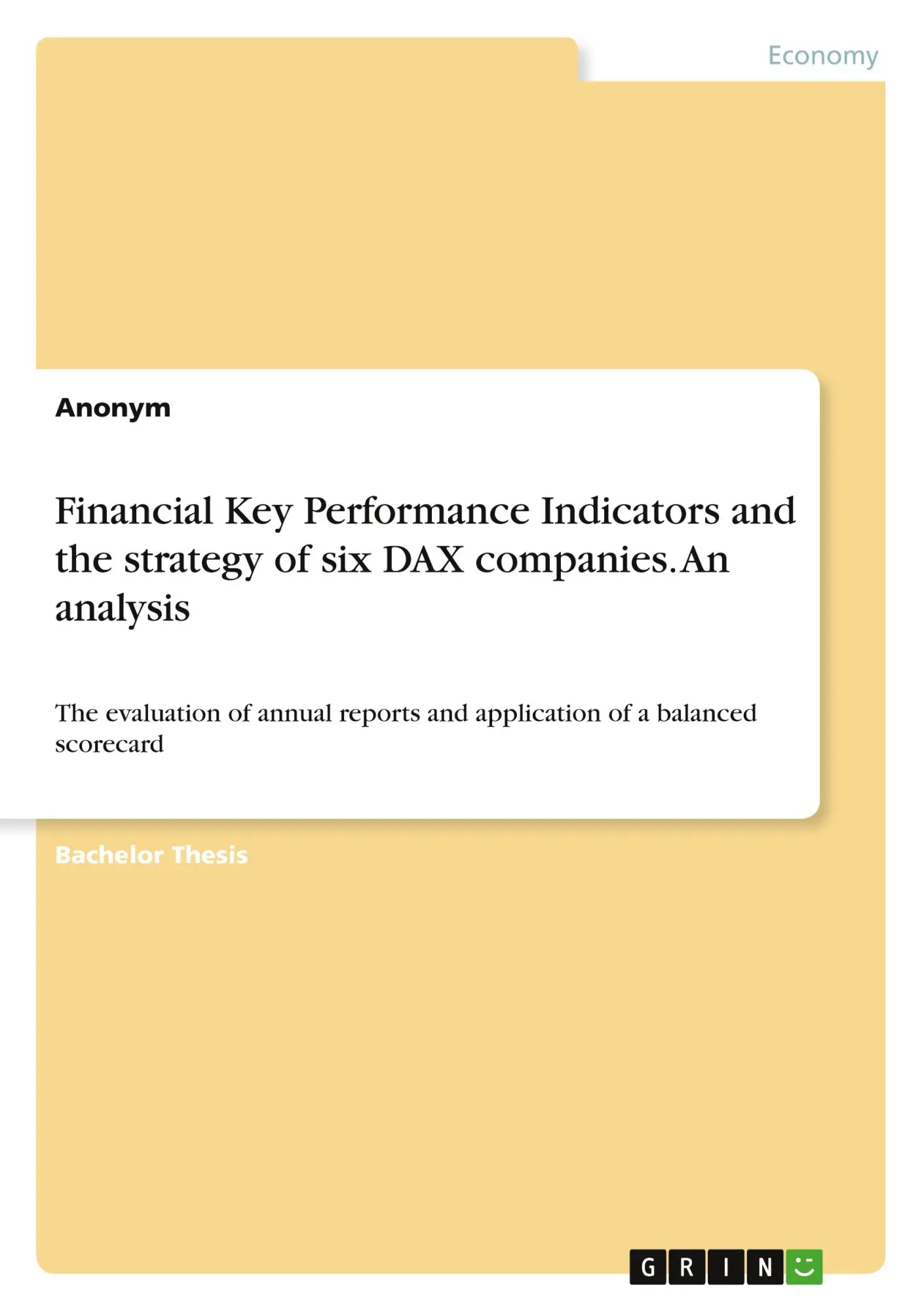 Cover: 9783346490667 | Financial Key Performance Indicators and the strategy of six DAX...
