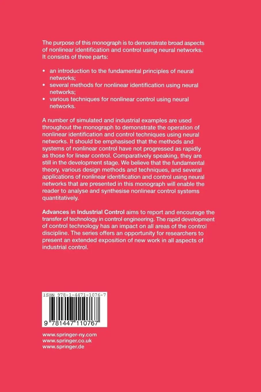 Rückseite: 9781447110767 | Nonlinear Identification and Control | A Neural Network Approach | Liu Rückseite: 9781447110767 | Nonlinear Identification and Control | A Neural Network Approach | Liu