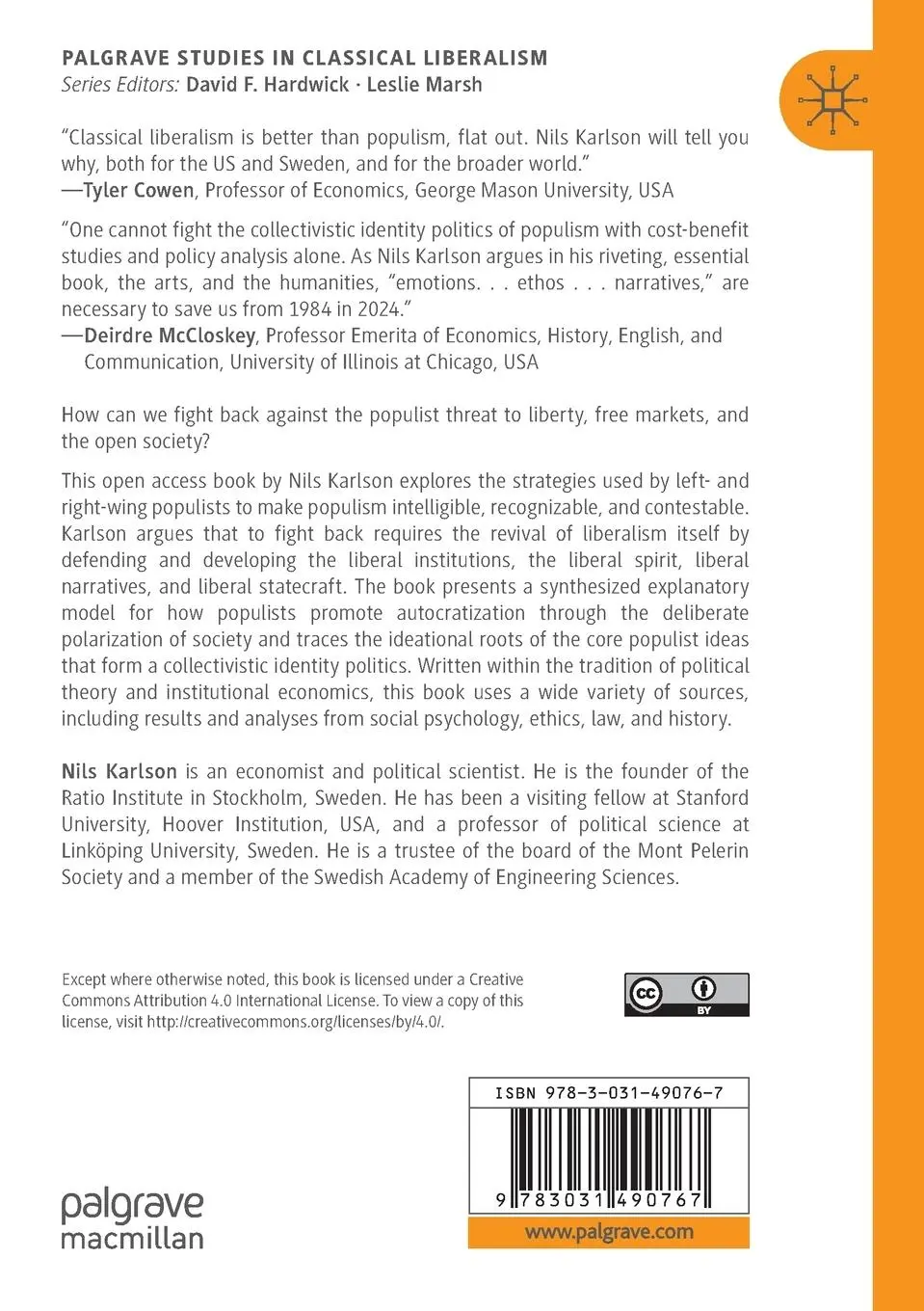 Rückseite: 9783031490767 | Reviving Classical Liberalism Against Populism | Nils Karlson | Buch