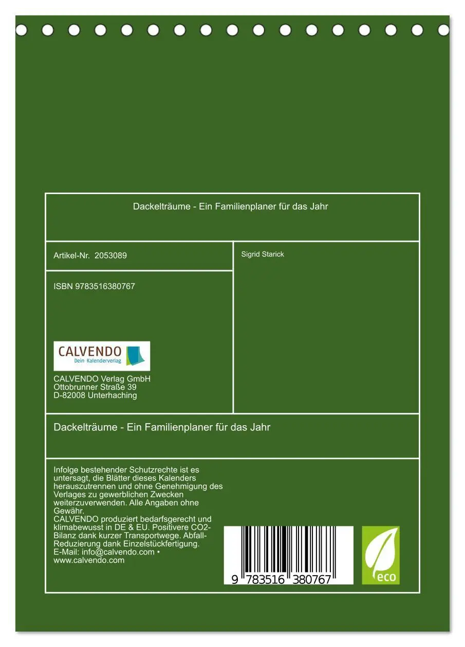 Bild: 9783516380767 | Dackelträume - Ein Familienplaner für das Jahr (Tischkalender 2026...