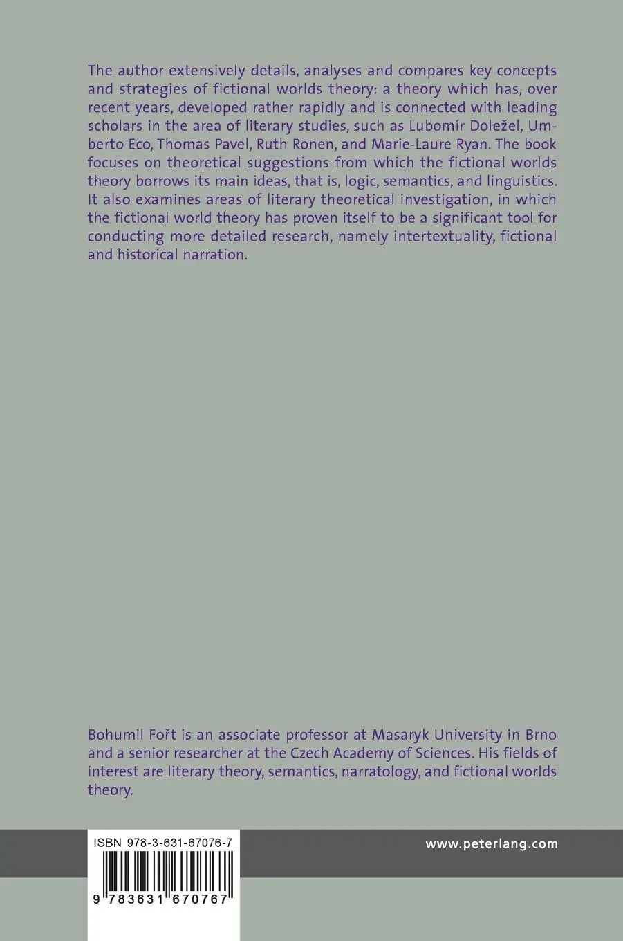 Rückseite: 9783631670767 | An Introduction to Fictional Worlds Theory | Bohumil Fo¿t | Buch