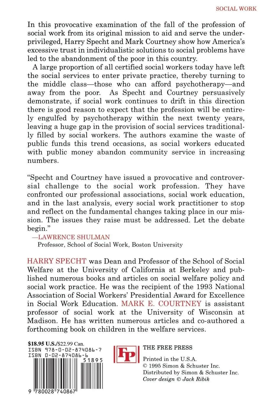 Rückseite: 9780028740867 | Unfaithful Angels | How Social Work Has Abonded Its Mission | Buch