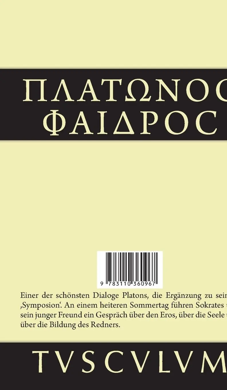 Rückseite: 9783110360967 | Phaidros | Griechisch - deutsch | Plato | Buch | 189 S. | Deutsch