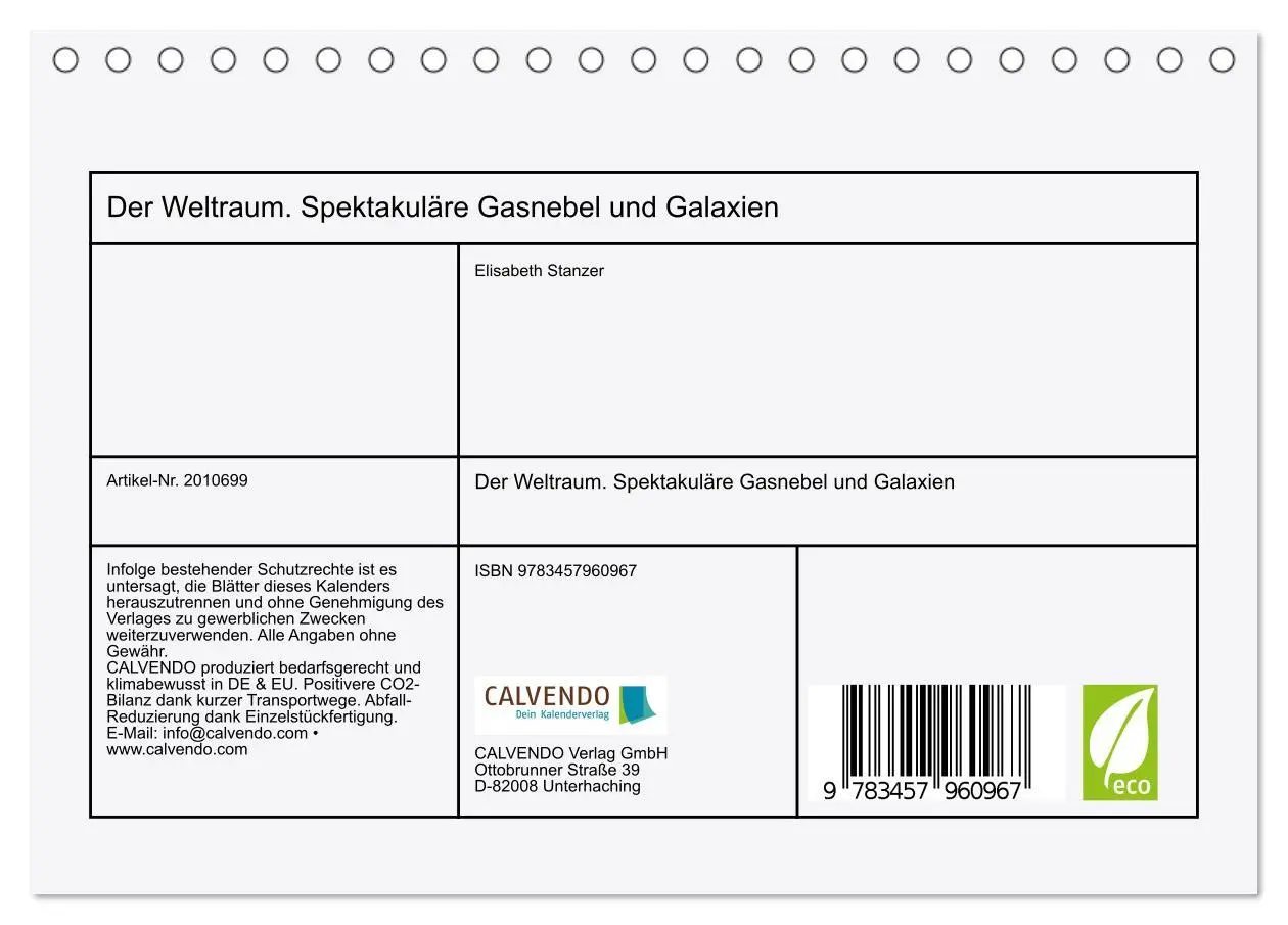 Bild: 9783457960967 | Der Weltraum. Spektakuläre Gasnebel und Galaxien (Tischkalender...
