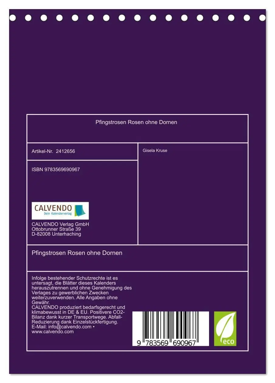 Bild: 9783569690967 | Pfingstrosen Rosen ohne Dornen (Tischkalender 2027 DIN A5 hoch),...