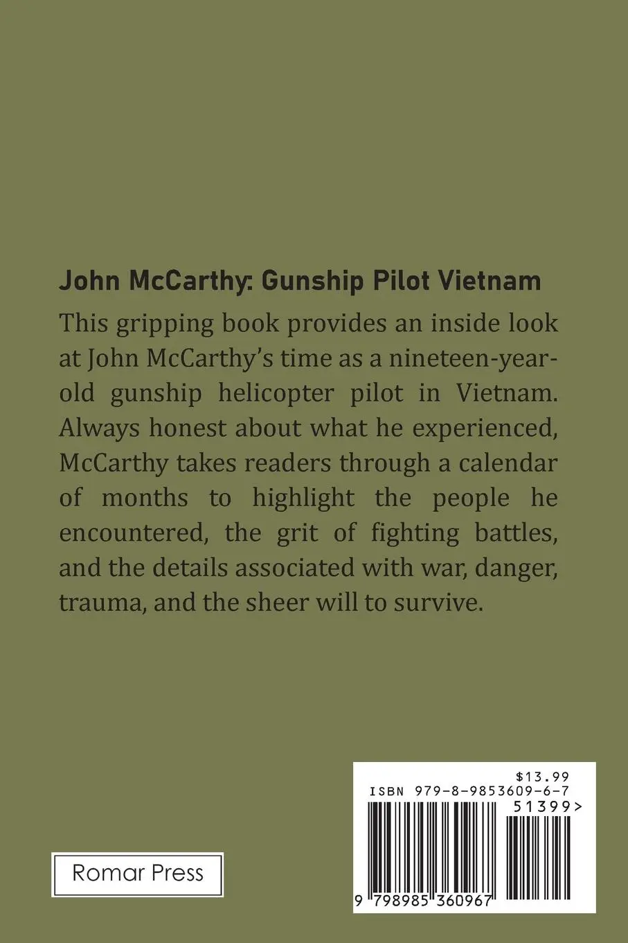 Rückseite: 9798985360967 | Gunship Pilot Vietnam | John McCarthy | Taschenbuch | Englisch | 2024