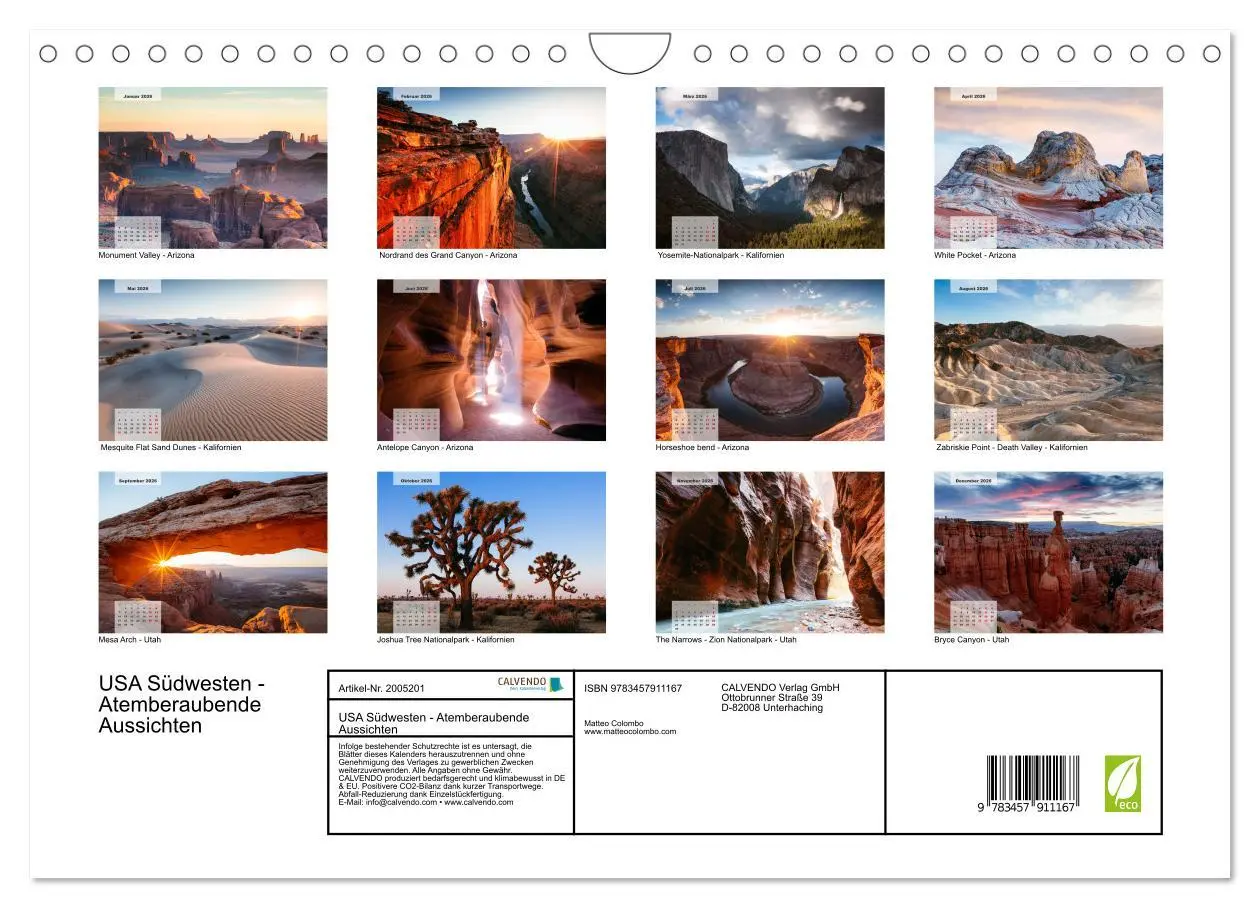 Bild: 9783457911167 | USA Südwesten - Atemberaubende Aussichten (Wandkalender 2026 DIN A4...