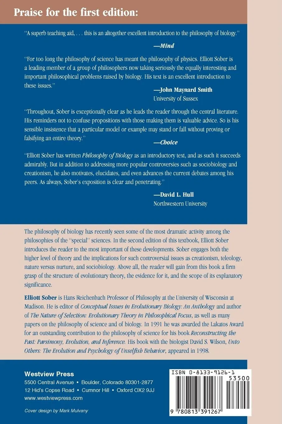 Rückseite: 9780813391267 | Philosophy Of Biology | Elliott Sober | Taschenbuch | Englisch | 2000
