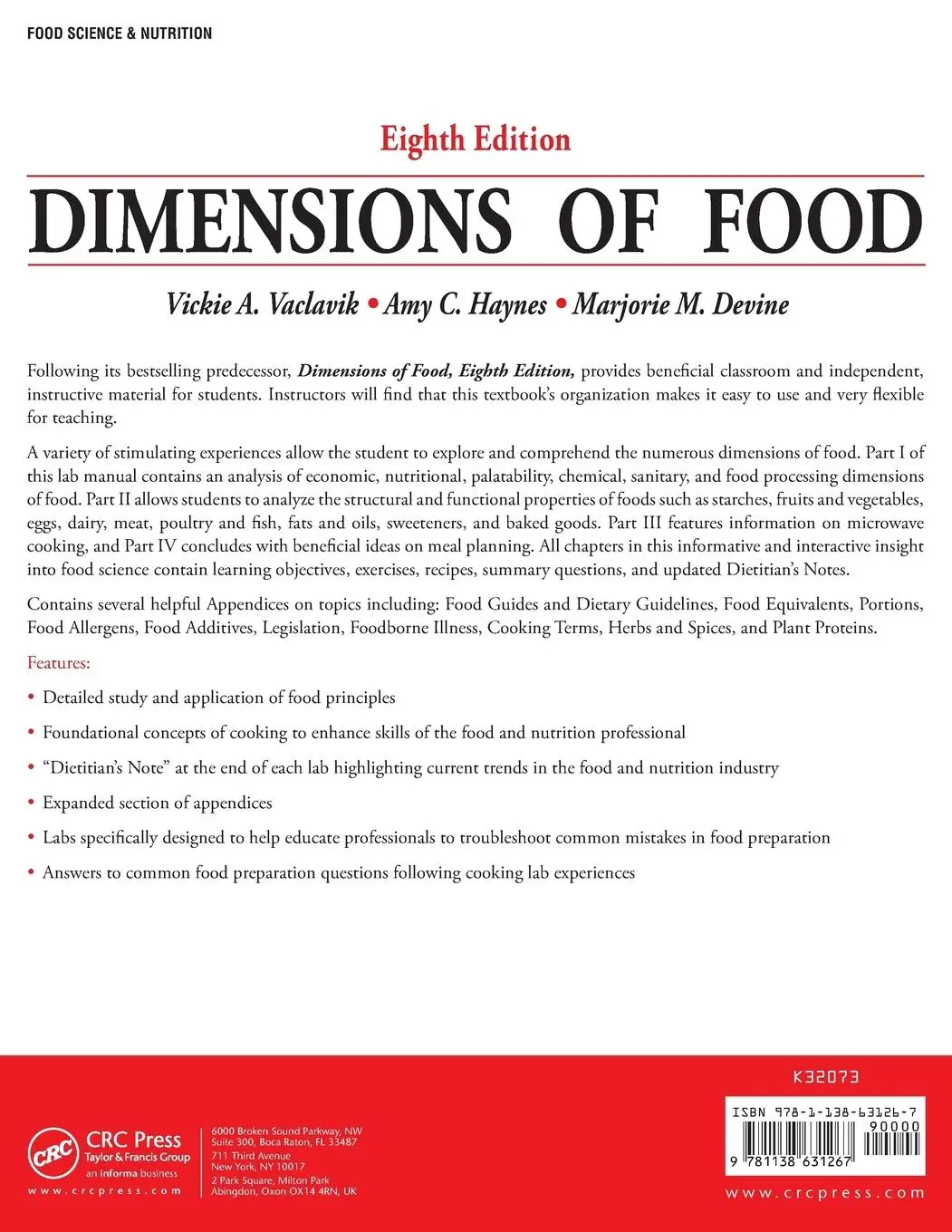 Rückseite: 9781138631267 | Dimensions of Food | Vickie A. Vaclavik (u. a.) | Taschenbuch | 2018