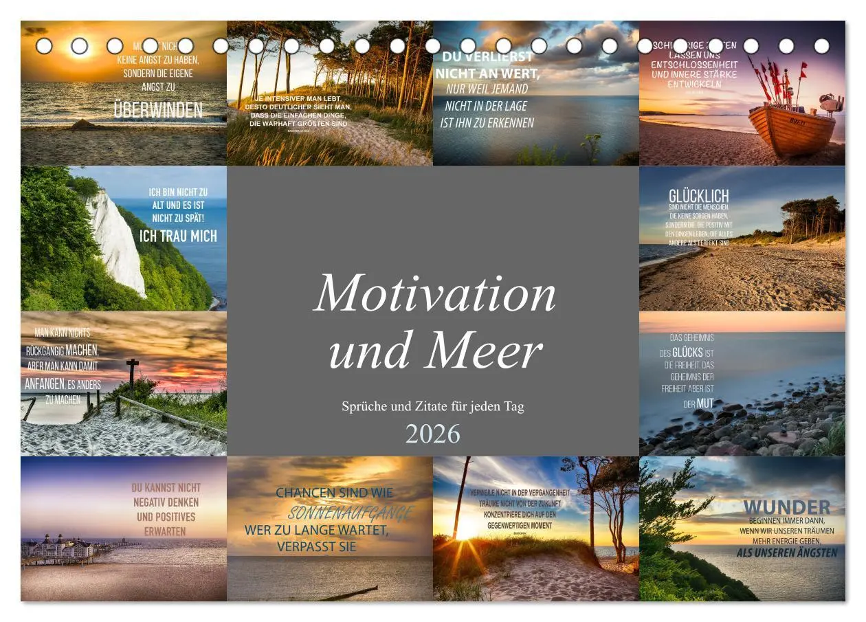 Cover: 9783457691267 | Motivation und Meer (Tischkalender 2026 DIN A5 quer), CALVENDO...
