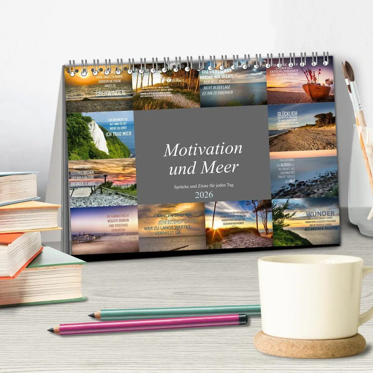 Bild: 9783457691267 | Motivation und Meer (Tischkalender 2026 DIN A5 quer), CALVENDO...