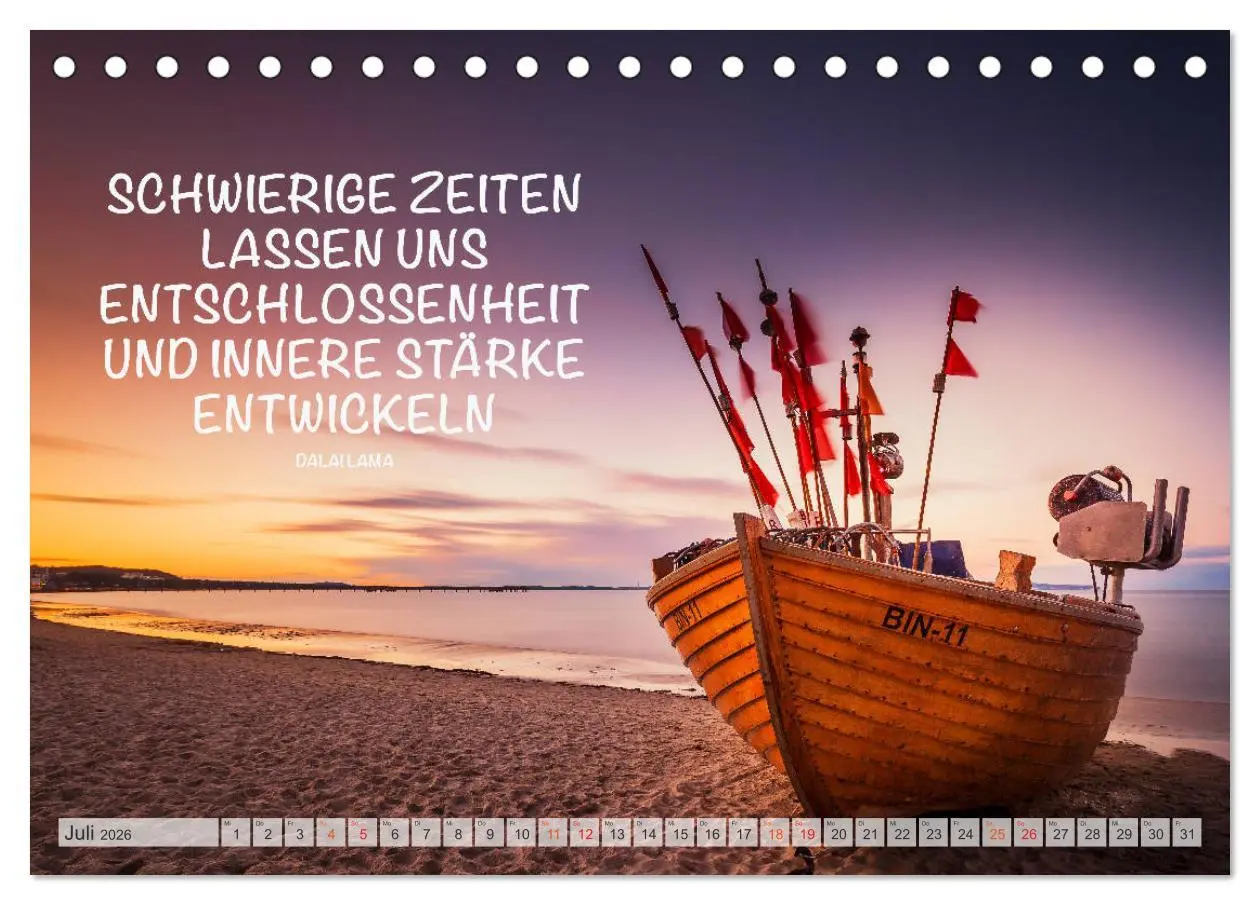 Bild: 9783457691267 | Motivation und Meer (Tischkalender 2026 DIN A5 quer), CALVENDO...