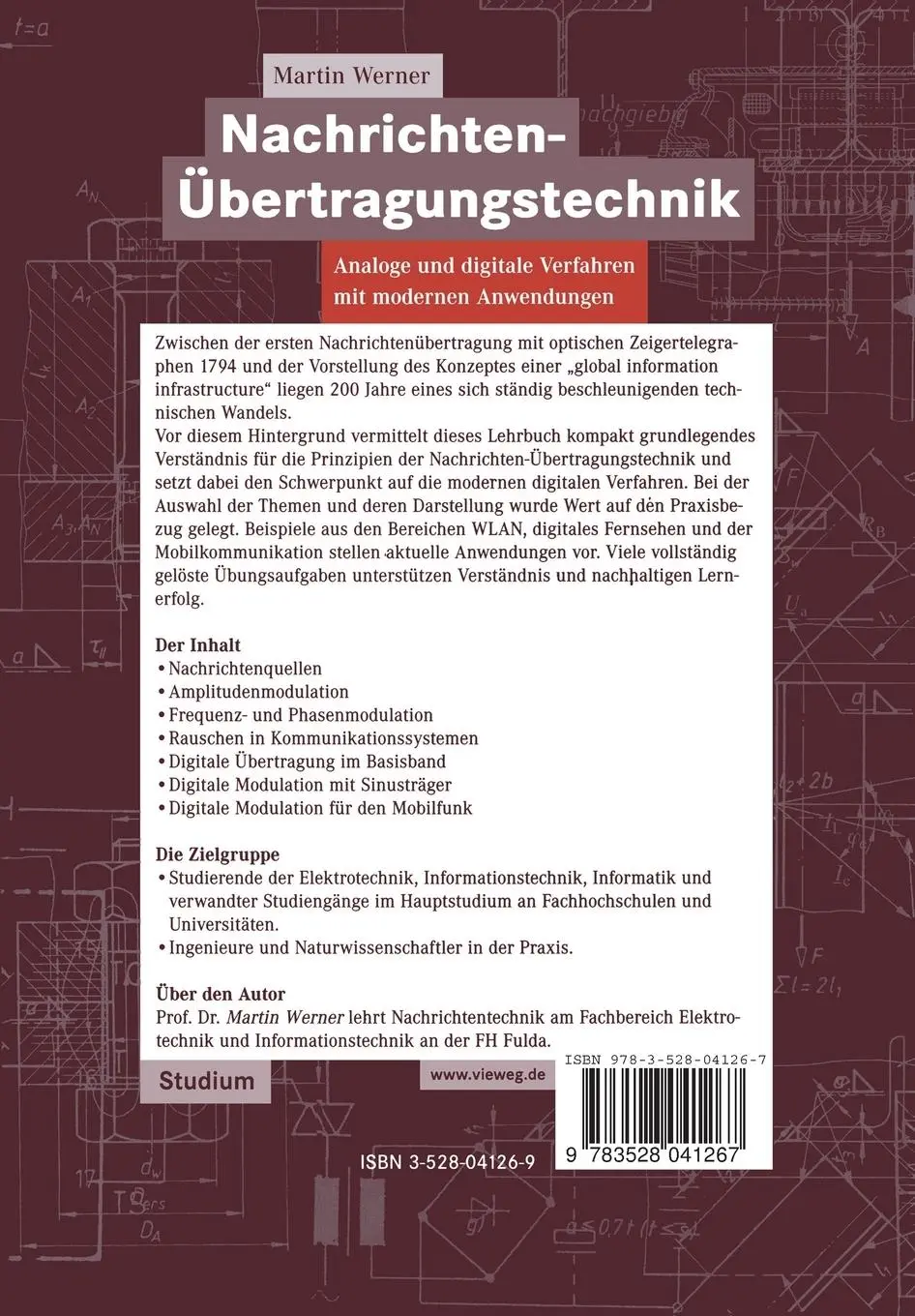Rückseite: 9783528041267 | Nachrichten-Übertragungstechnik | Martin Werner | Taschenbuch | ix