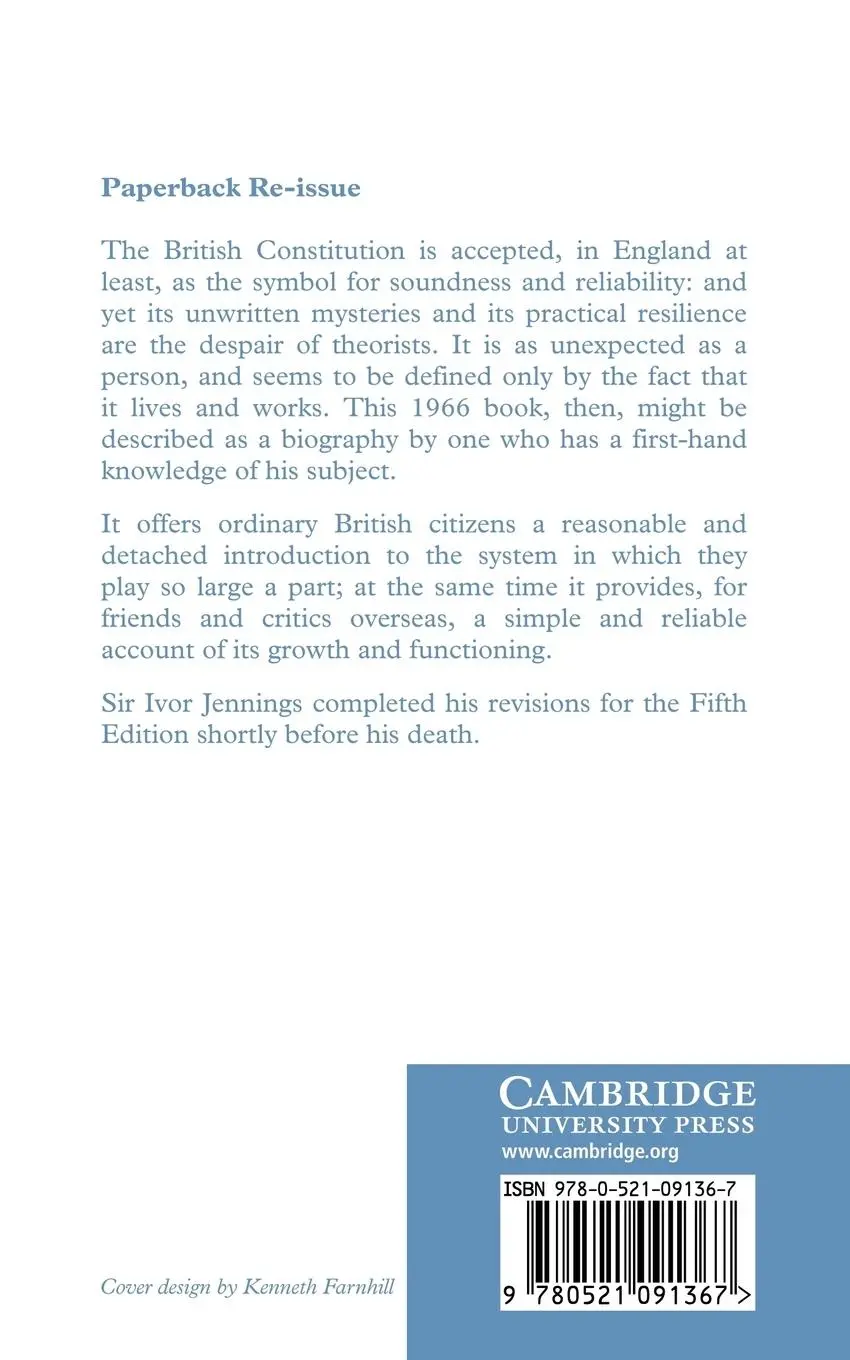 Rückseite: 9780521091367 | The British Constitution | Ivor Jennings (u. a.) | Taschenbuch | 2010