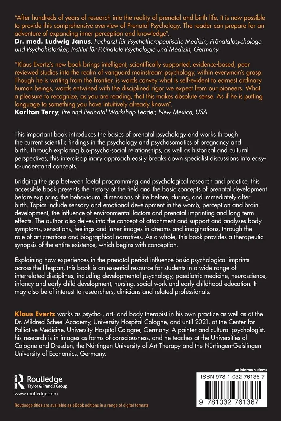 Rückseite: 9781032761367 | The Psychology of Prenatal Development | Klaus Evertz | Taschenbuch